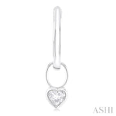 1/3 ctw Bezel Set Heart Cut Diamond Huggie Earrings in 10K White Gold